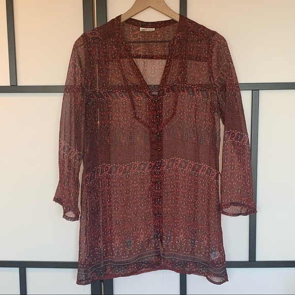 Converse All Star sheer button down shirt. Medium - Picture 3 of 15